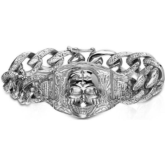 Bracelet Chaîne Crâne Gothique Argent