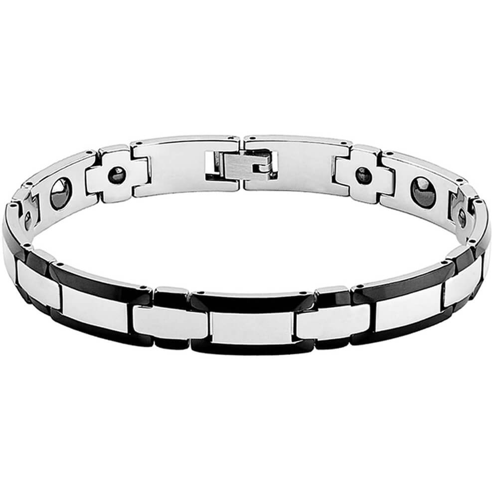 Bracciale a maglie argento e nero