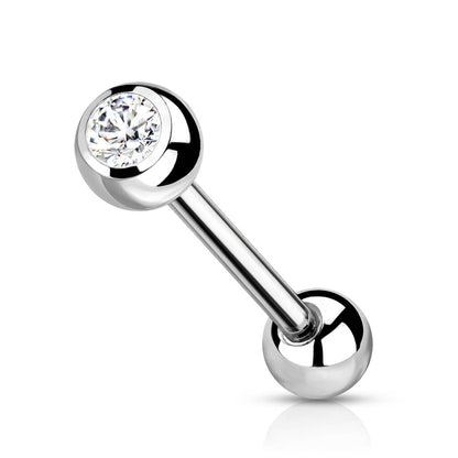 Titanio Barbell Sfere argento con zirconi