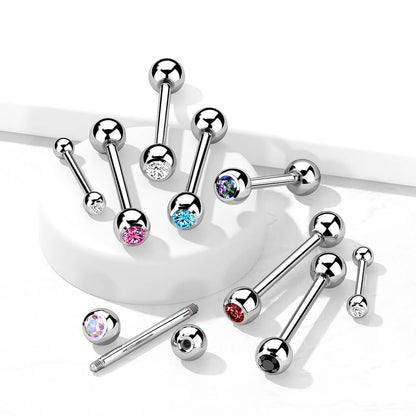 Titanium Barbell Ball Zirconia Silver