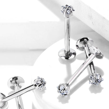 Titanium Labret Star Zirconia Silver Internally Threaded