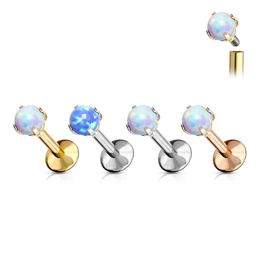 Titanium Labret Ball Opal Internally Threaded