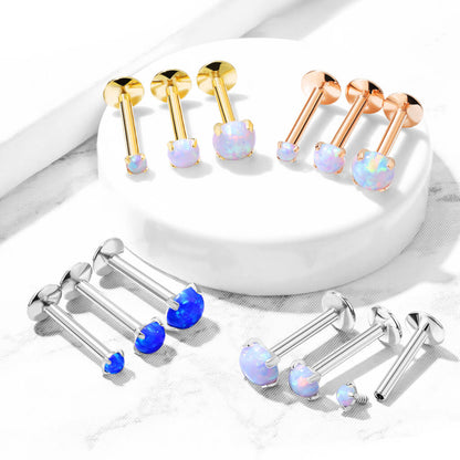 Titanium Labret Ball Opal Internally Threaded