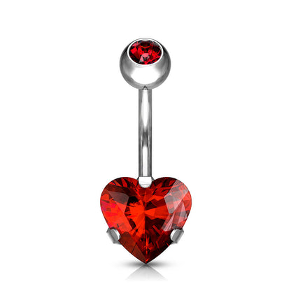 Titanium Belly Button Piercing Heart Zirconia