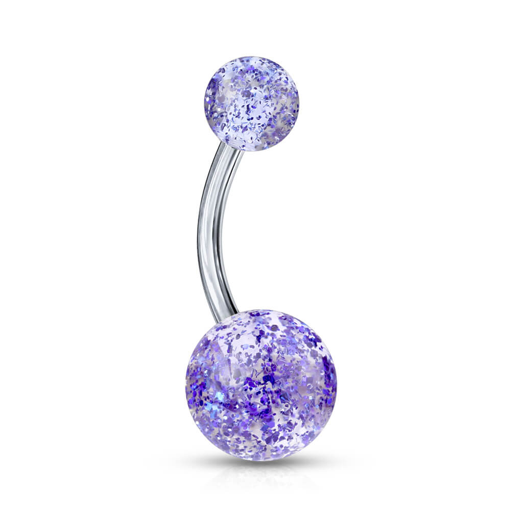 Titanium Belly Button Piercing Acrylic Ultra Glitter Ball