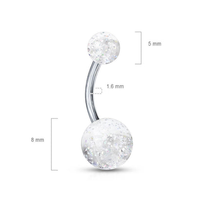 Titanium Belly Button Piercing Acrylic Ultra Glitter Ball