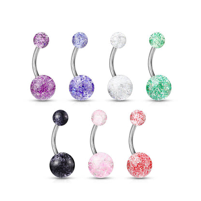 Titanium Belly Button Piercing Acrylic Ultra Glitter Ball