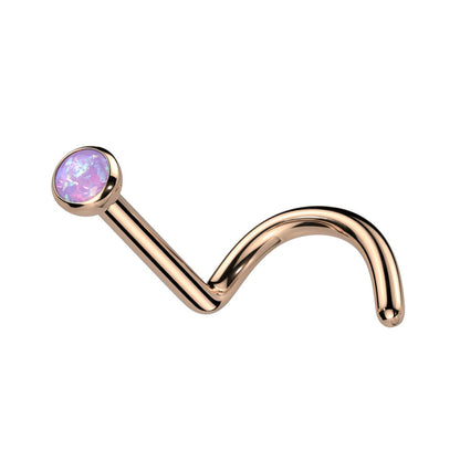 Titanium Nose Screw Opal Round