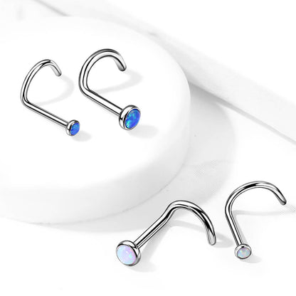 Titanium Nose Screw Opal Round