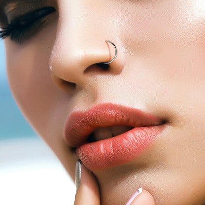 Titanium Nose Hoop Half Hoop Ring Silver