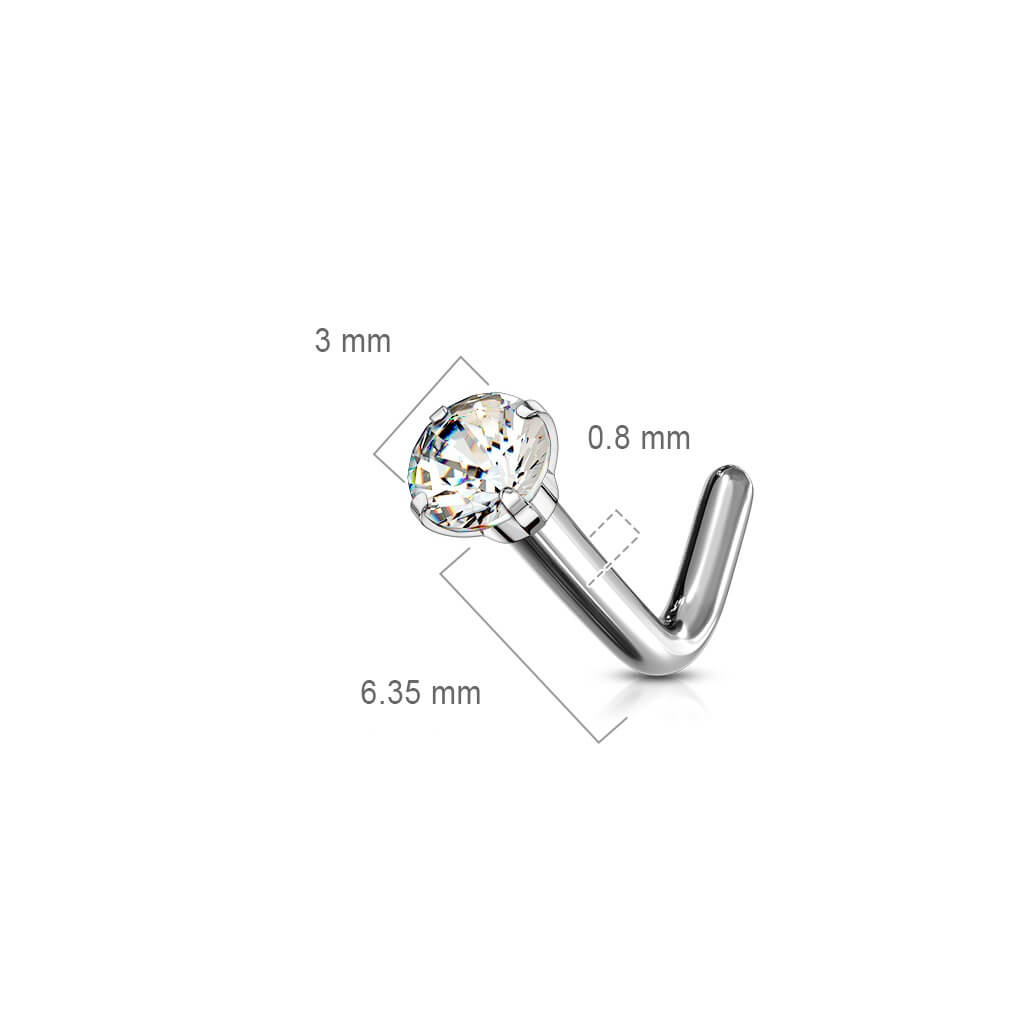 Titane Nez En Forme de L Zircone Ronde Argent