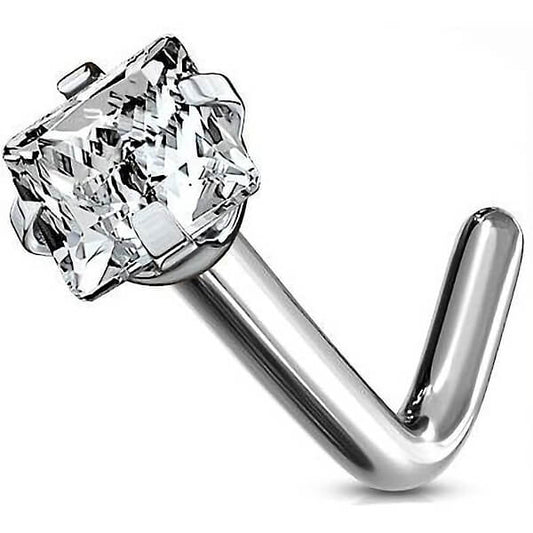 Titanium Nose L-Shape Square Zirconia Silver