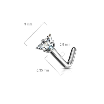 Titanium Nose L-Shape Triangle Zirconia Silver