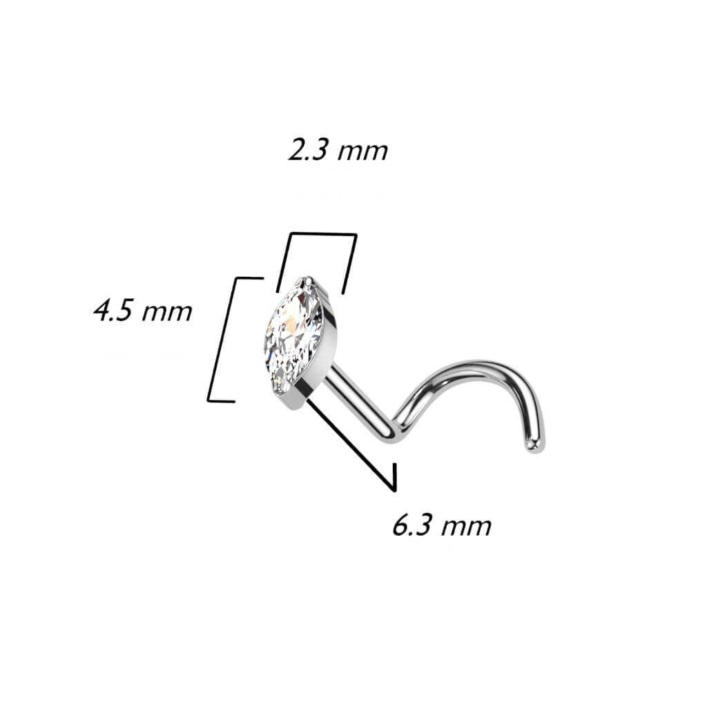 Titane Nez  Vis Marquise Zircone