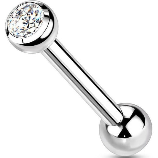 Titanium Barbell Ball Zirconia Silver Internally Threaded