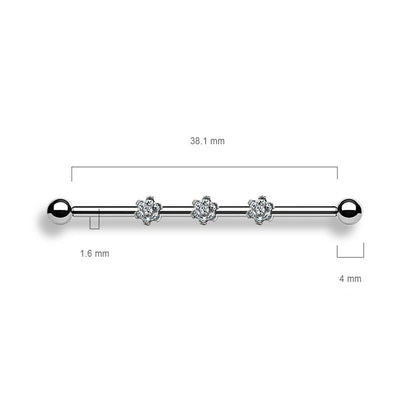 Titane Barre industriel Atteches 3 Fleurs Zircone Filetage Interne