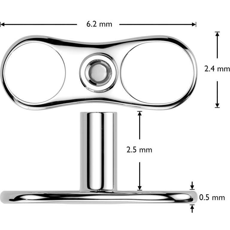 Titanium dermal anchor base 2.5mm rise 2 holes Internally Threaded