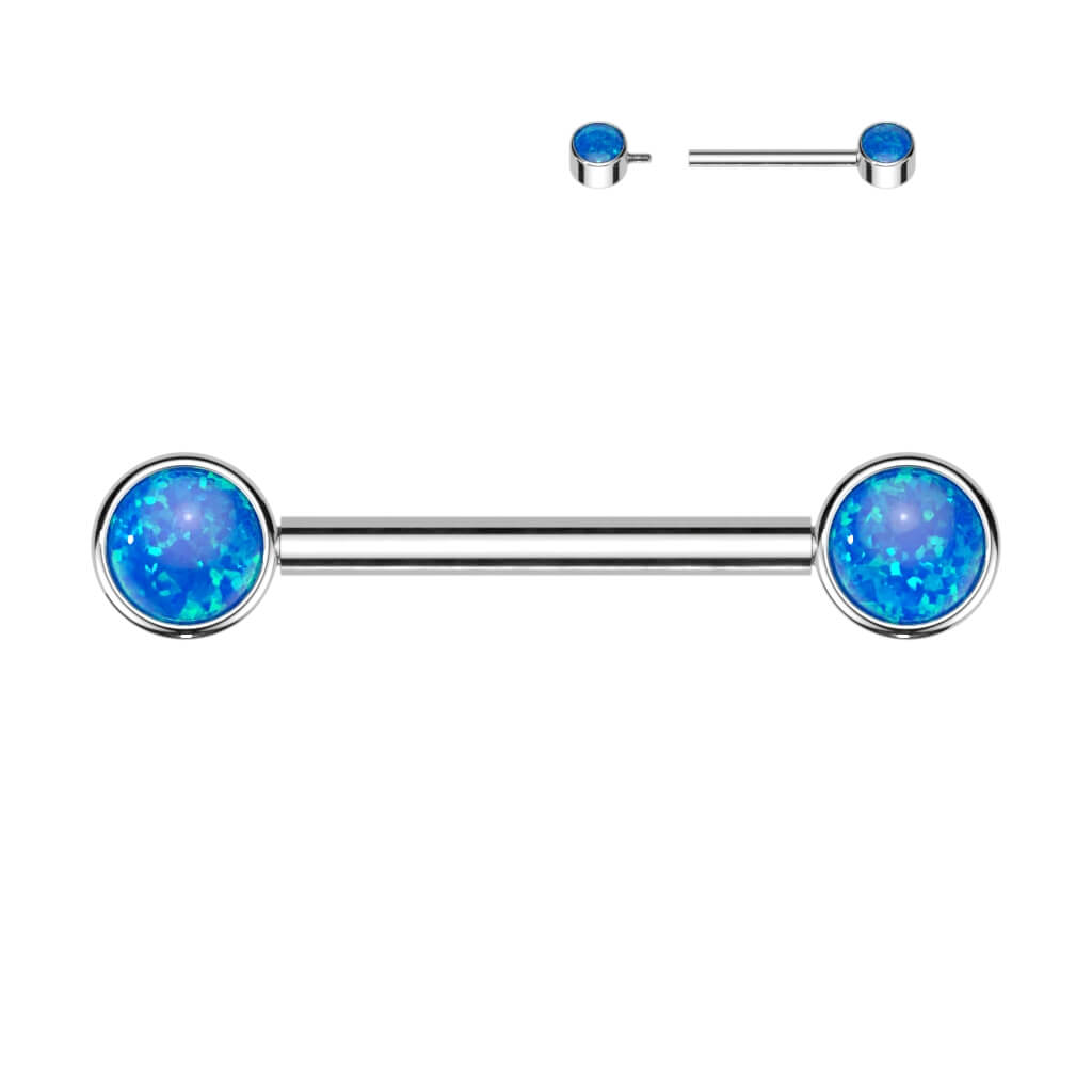 Tytan kolczyk do sutka opal gwint wewnętrzny