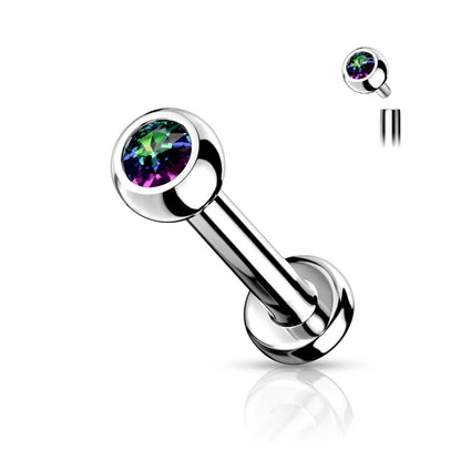 Titanium Labret Ball Zirconia Silver Internally Threaded