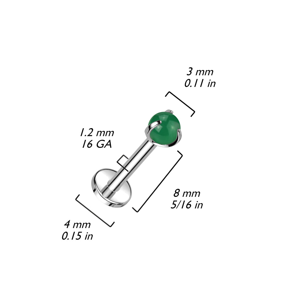 Titanium Labret Semi-Precious Stone Internally Threaded