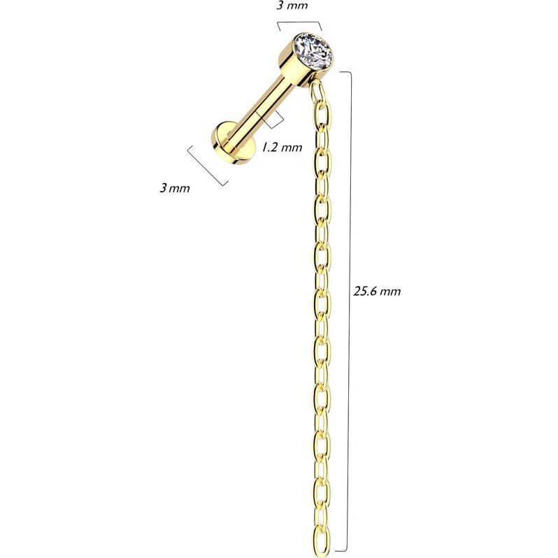 Titanio Circonita con Cadena Colgante Rosca interna Labret