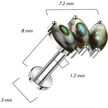 Titane Labret Marquise Pierre Naturelle Filetage Interne