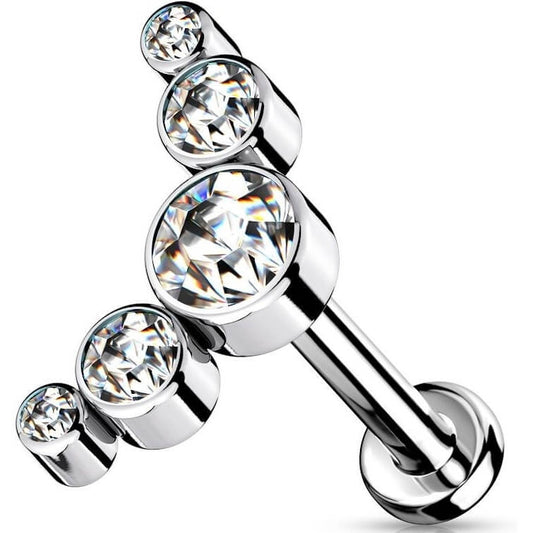 Titanio 5 Circonita Plana Plata Rosca interna Labret