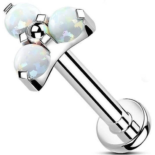 Titan Labret Dreieck Opal Silber Innengewinde