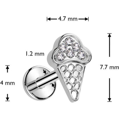 Titane Labret Glace Zircone Filetage Interne