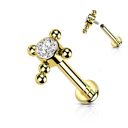 Titanium Labret Cross Zirconia Internally Threaded