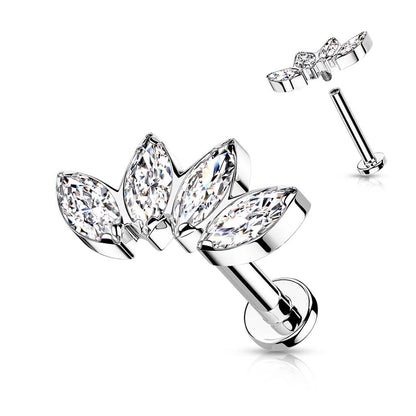 Titanio 4 Circonitas talla marquesa Rosca interna Labret