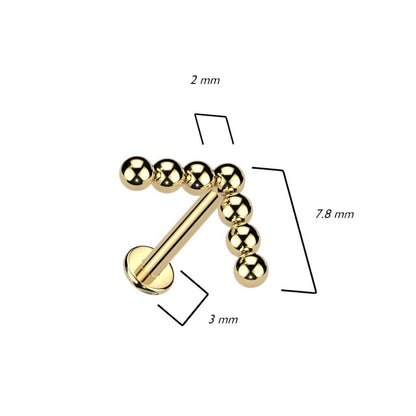 Titan Labret L-Form Kugeln Innengewinde