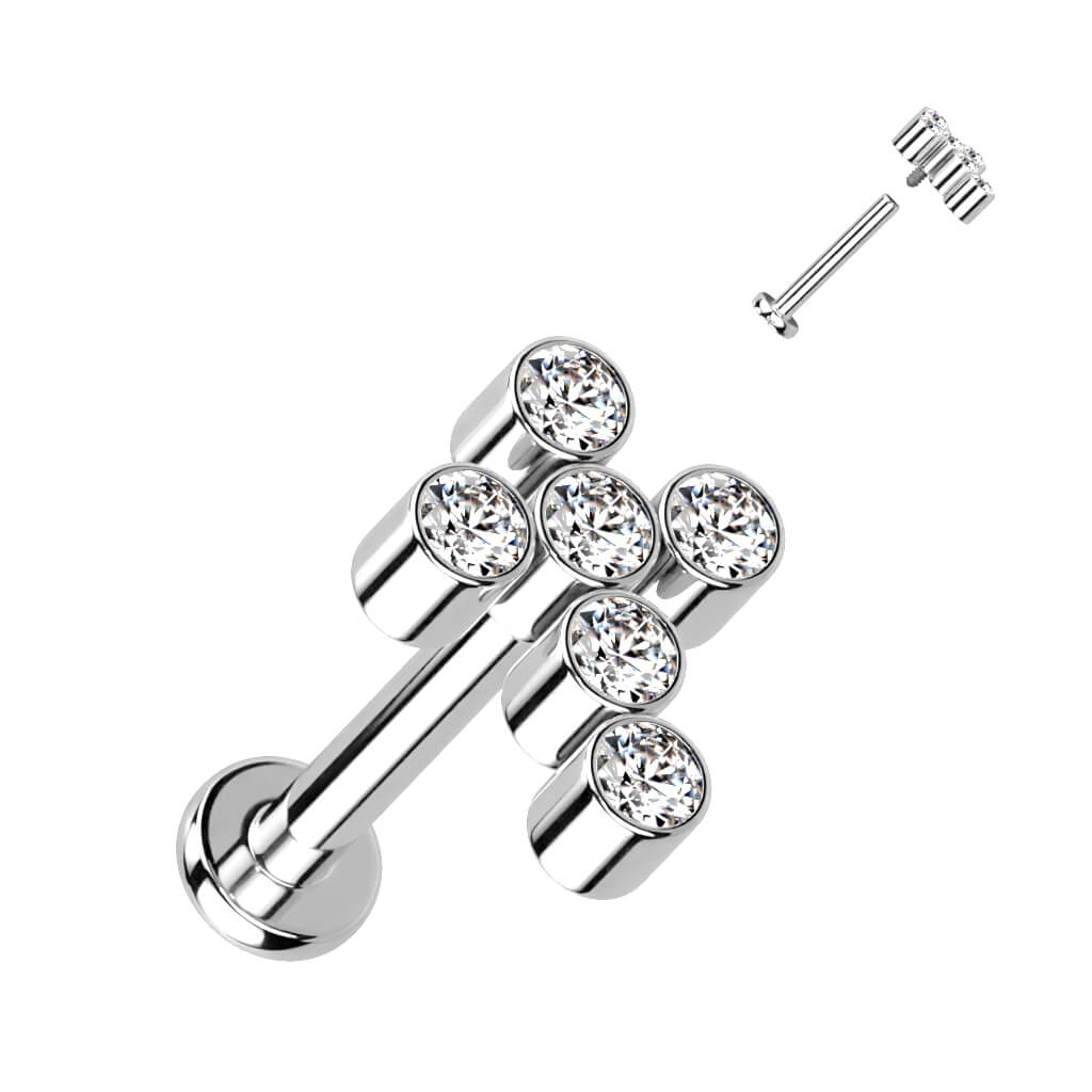 Titanium Labret Cross Zirconia Internally Threaded