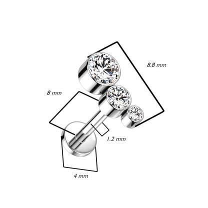 Titan Labret 3 Zirkonia Innengewinde