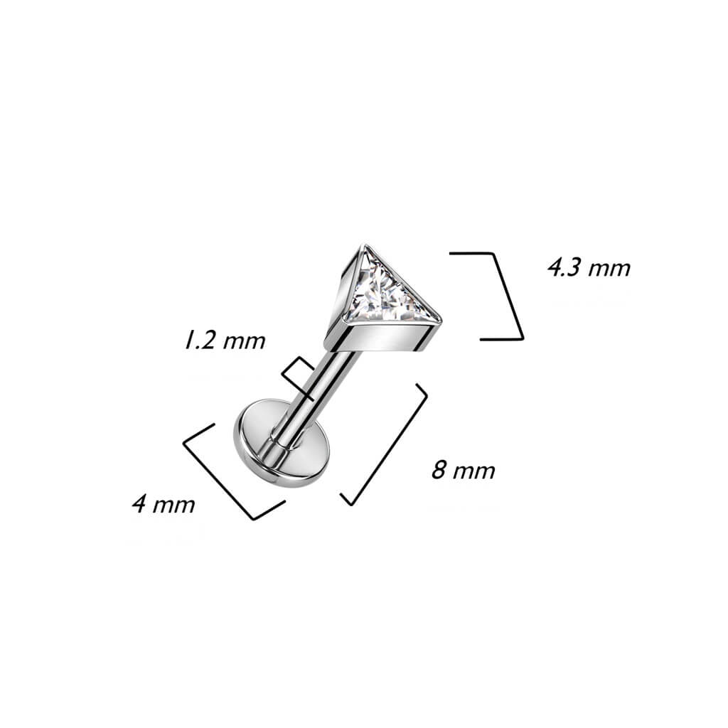 Titanio Labret Zircone triangolare Filettatura Interna