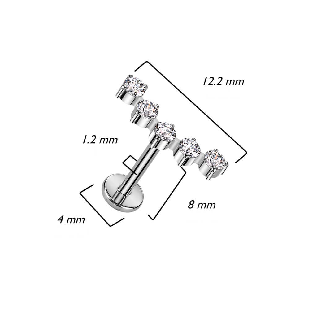 Titanium Labret Semicircle Zirconia Internally Threaded