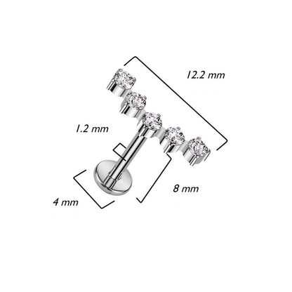 Titane Labret Demi-Cercle Zircone Filetage Interne