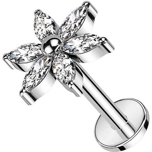 Titan Labret Blume Zirkonia Innengewinde