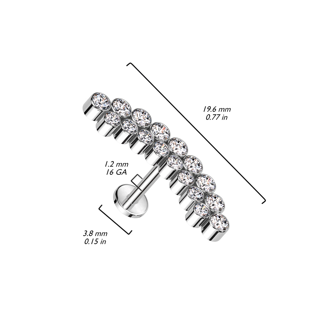 Titane Labret Double Ligne Courbée Zircone Filetage Interne