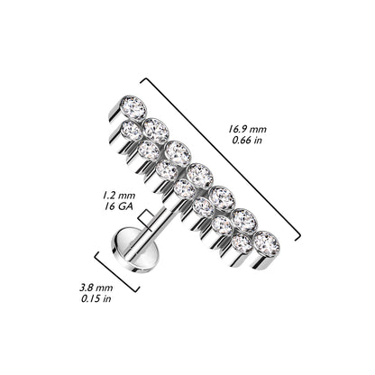 Titanium Labret Double Line Zirconia Internally Threaded