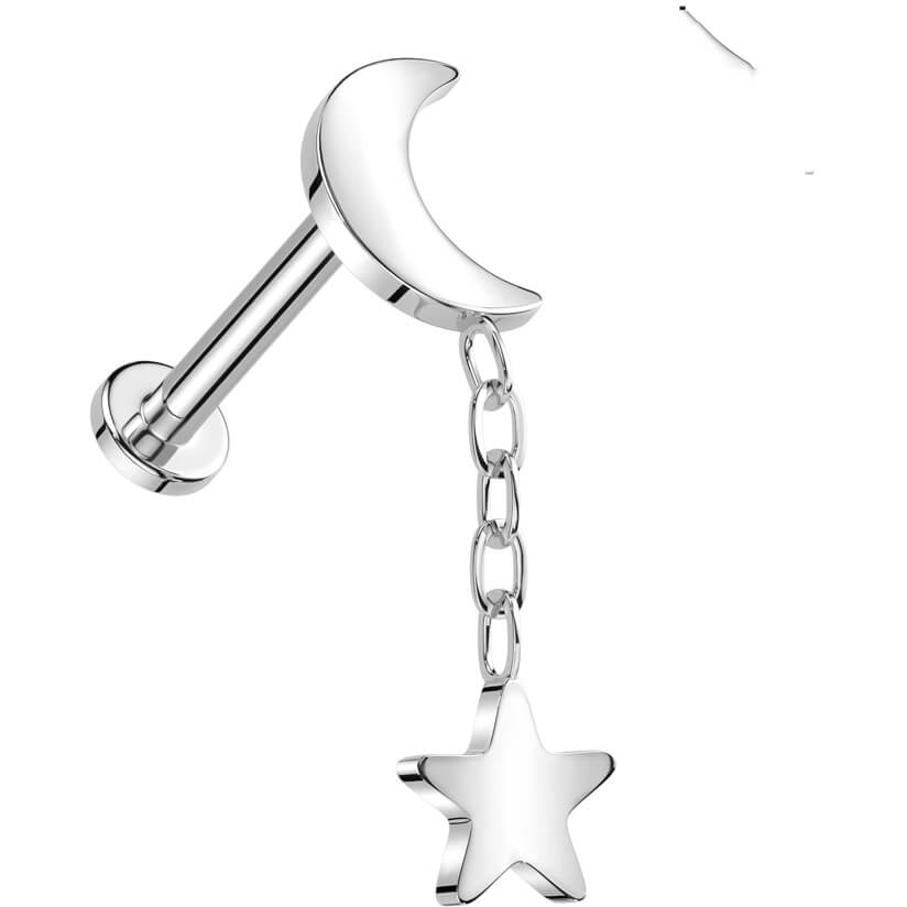 Titane Labret Pendentif Lune Filetage Interne