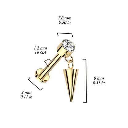 Titanio Labret Zircone e Punta di lancia Filettatura Interna