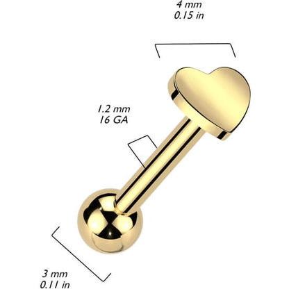 Titane Labret Cœur Filetage Interne