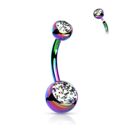 Titanium Belly Button Piercing Ball Zirconia Internally Threaded