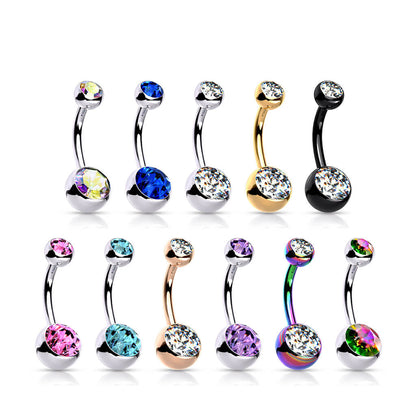 Titanium Belly Button Piercing Ball Zirconia Internally Threaded