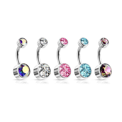 Titanium Belly Button Piercing Zirconia Round Internally Threaded