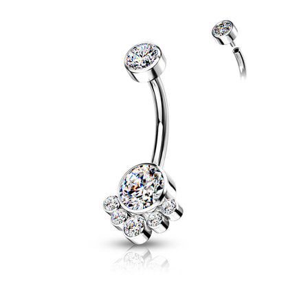 Titan Bauchnabelpiercing Zirkonia Silber Innengewinde