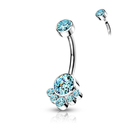 Titan Bauchnabelpiercing Zirkonia Silber Innengewinde