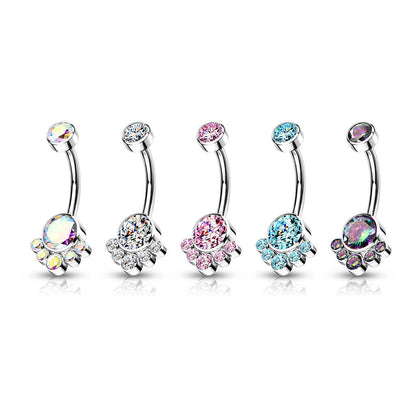 Titan Bauchnabelpiercing Zirkonia Silber Innengewinde