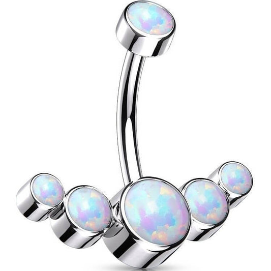 Titan Bauchnabelpiercing 5 Opal Silber Innengewinde